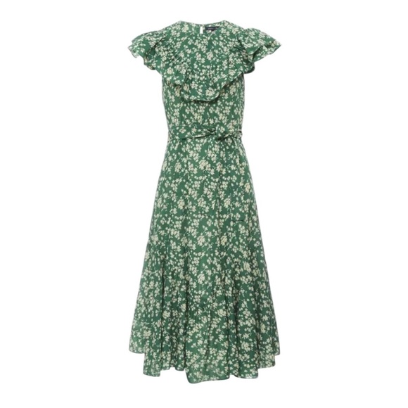 Soeur Lily Cotton Green Floral Midi Dress Sz 38 (Medium) - Picture 2 of 15